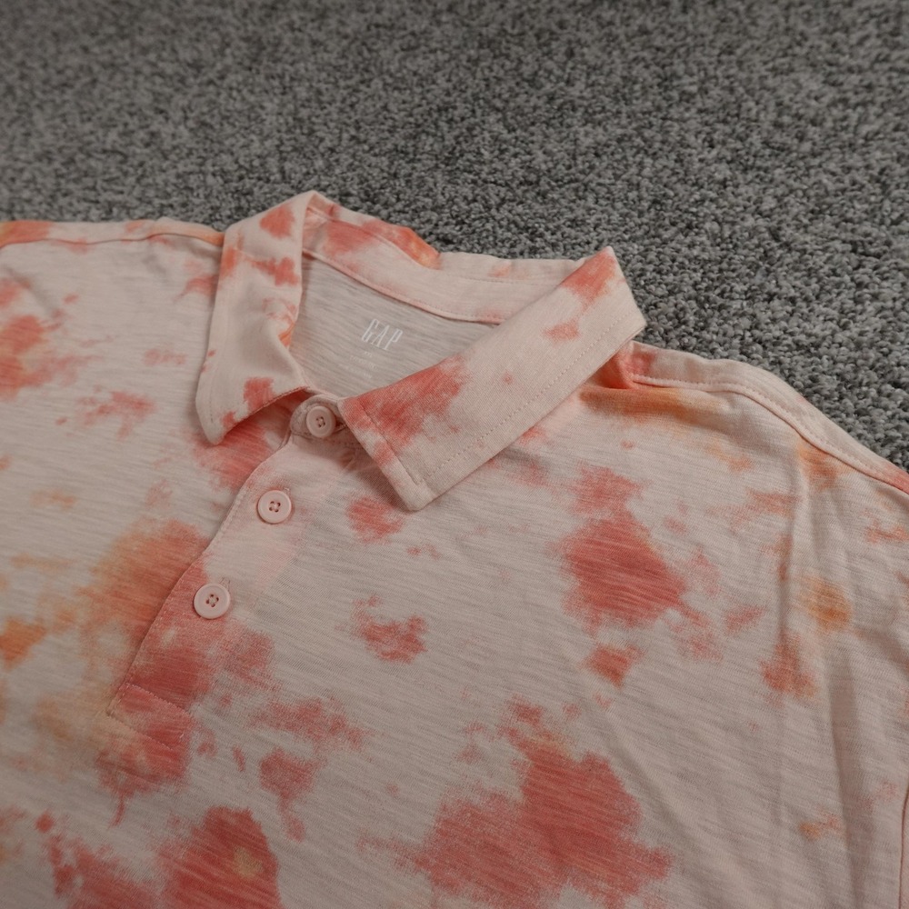 NEW GAP Polo Shirt Mens 2XL Orange Peach Tie Dye Short Sleeve Golf Casual Preppy